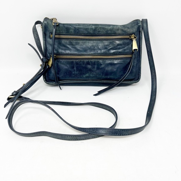 HOBO Bags Hobo Mission Crossbody Blue Distressed Leather Zipper